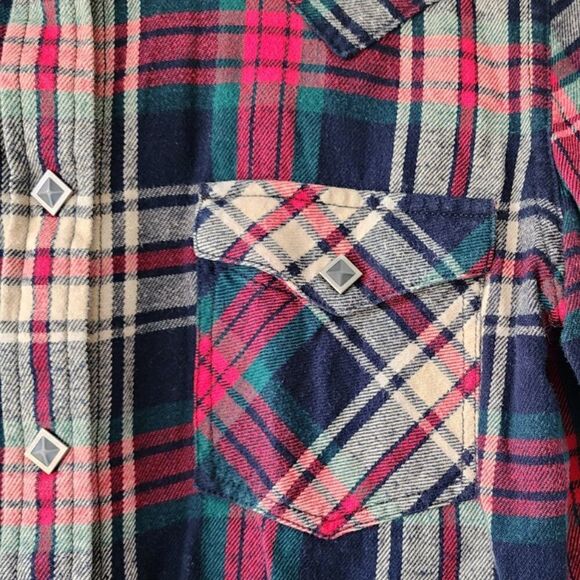 Ralph Lauren Plaid Snap Button Down Shirt | Western Red Green Blue Size S - Picture 5 of 10